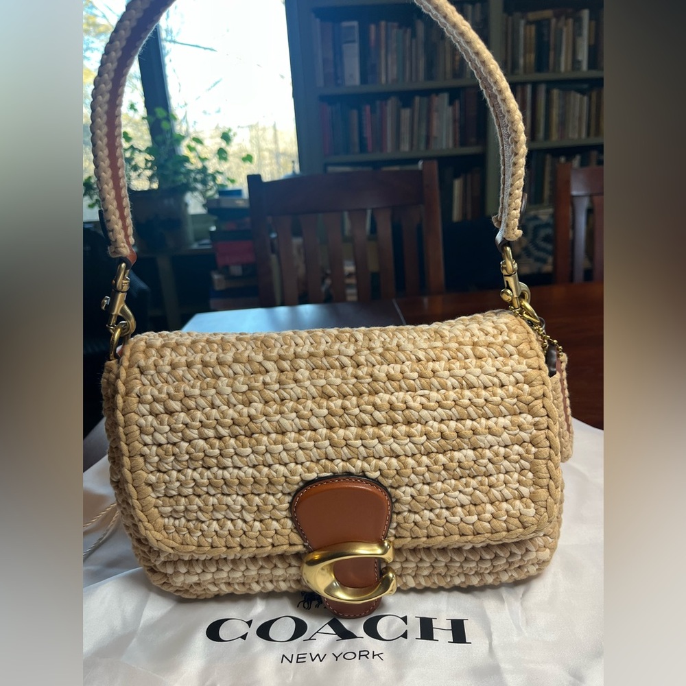 Coach Natural Tabby Crochet Raffia Shoulder Bag